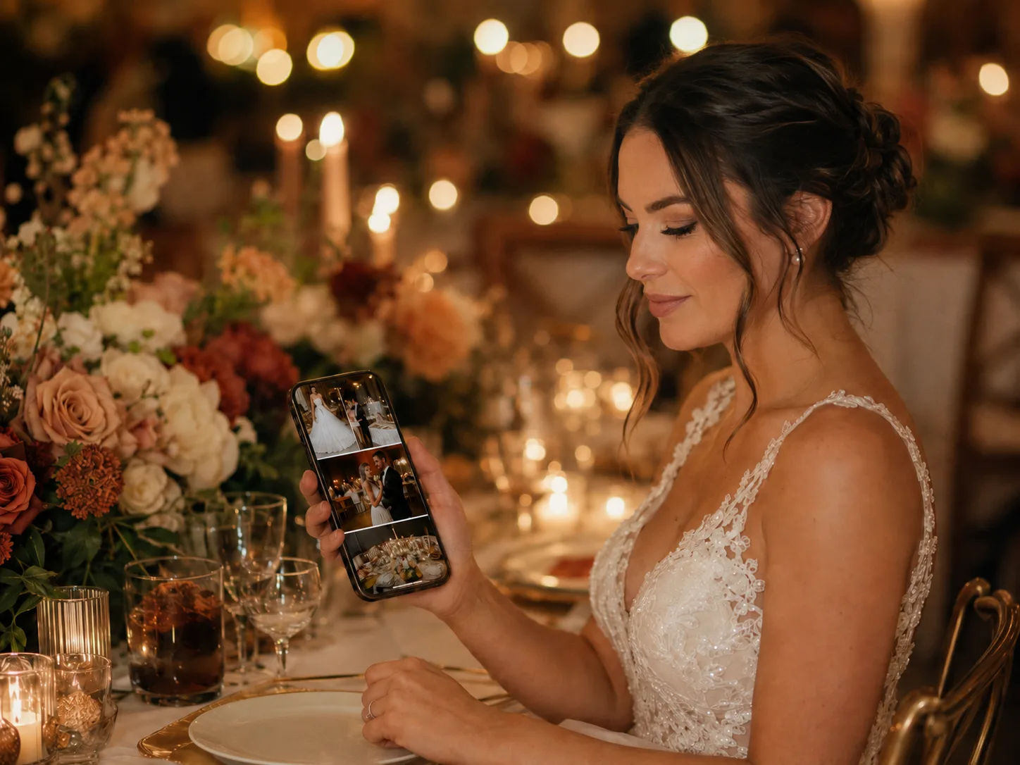 Mariée qui modère l'album depuis la table