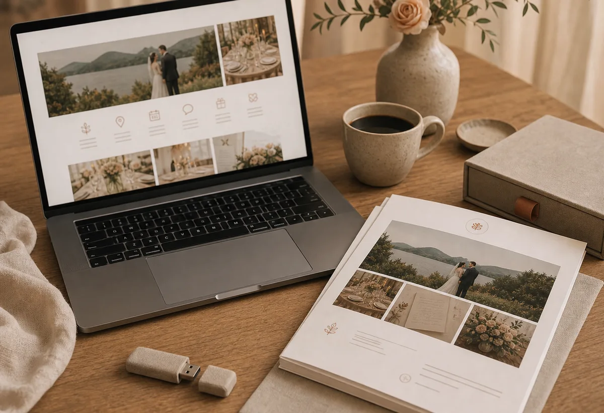 Coffret mémoire accessible sur le site de mariage avec version PDF téléchargeable