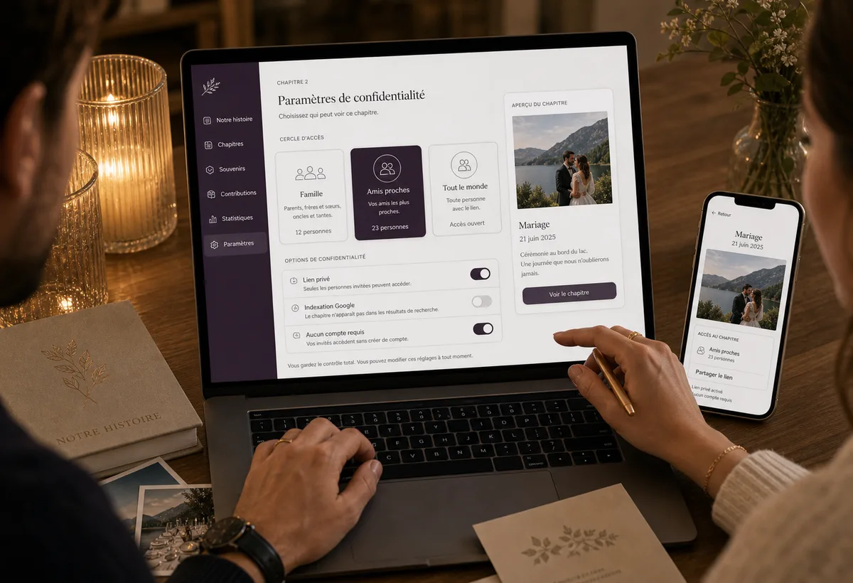 Réglages de confidentialité par cercles pour un journal de vie privé