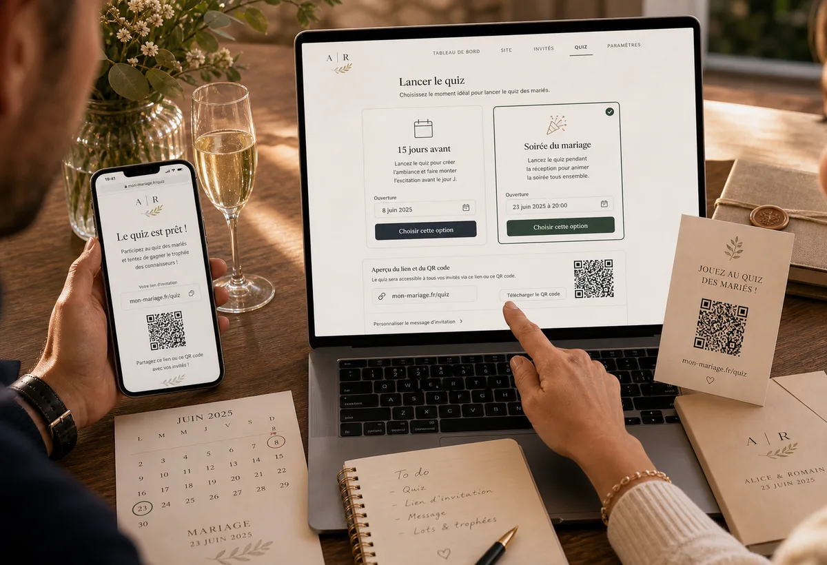 Réglage de lancement du quiz secret avant le mariage ou pendant la soirée